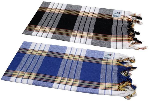 my Hamam Hamamtücher Hamamtuch Set 2 Stück kariert blau, schwarz, Baumwolle, Polyester (Spar-Set, 2-St), flach gewebt, vielseitig verwendbar