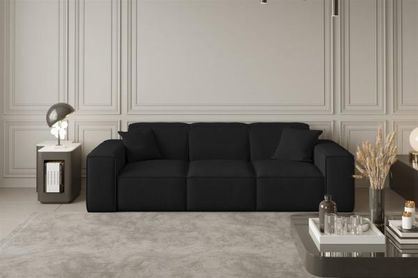 Sofa Designersofa CELES 3-Sitzer in Stoff Opera Velvet Schwarz