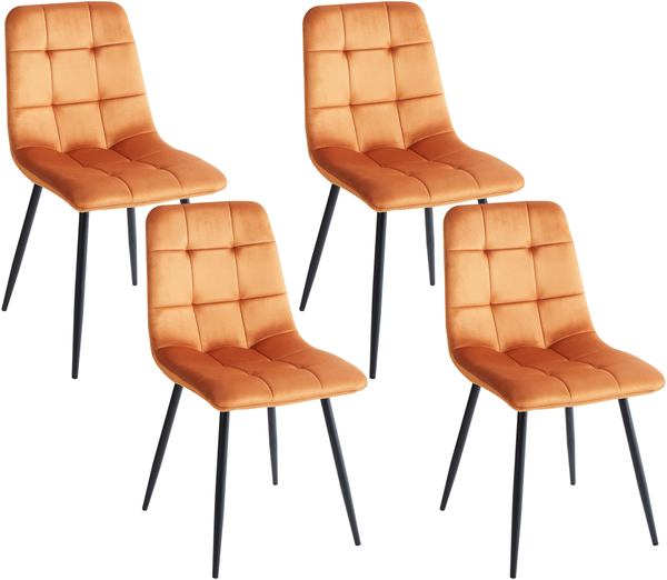 Esszimmerstuhl 4er Set POWELL Samtstoff Orange