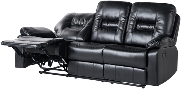3-Sitzer Sofa Kunstleder schwarz verstellbar BERGEN