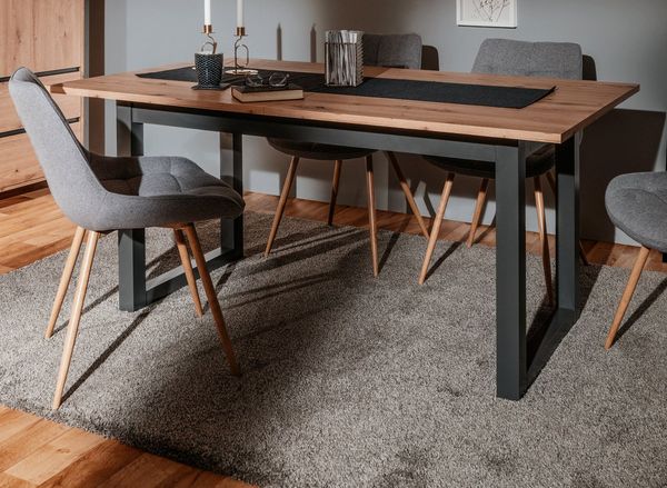 Furn. Design Esstisch Malta (Küchentisch in Artisan Eiche und Anthrazit, ausziehbar, 120 160 200 240 cm), Industrial Design