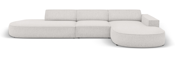Micadoni 4-Sitzer Sofa Jodie offen runde Recamiere Rechts Chenille Haga Hellgrau