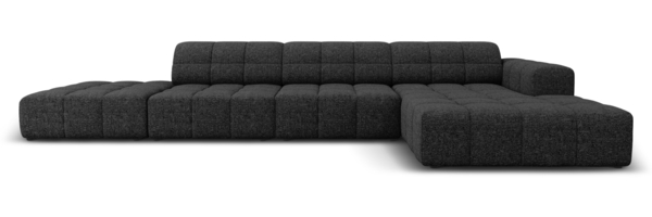 Micadoni Ecksofa Jennifer 5-Sitzer Rechts Chenille Schwarz