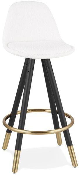 Kadima Design Barhocker weiß | 65 cm sitzhöhe | ergonomisch mit rückenlehne fußstütze | Bouclé | 120 kg belastbar