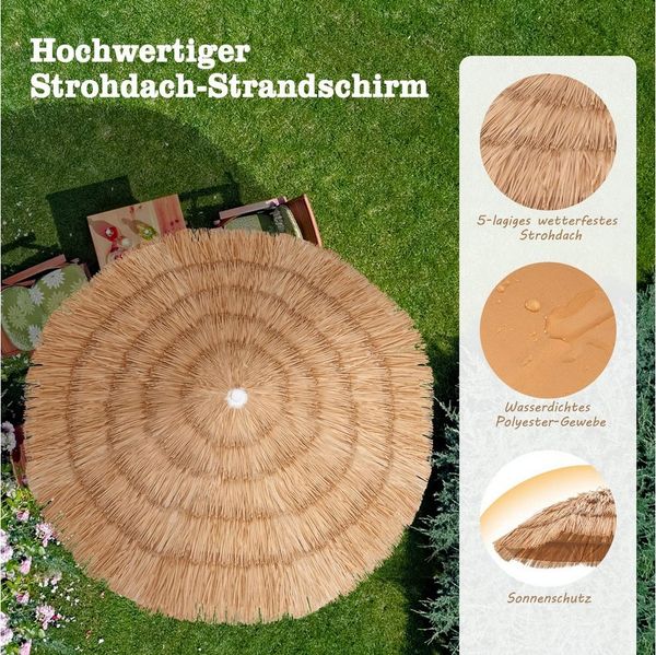 COSTWAY Sonnenschirm, Ø175cm Hawaii Strandschirm höhenverstellbar & neigbar