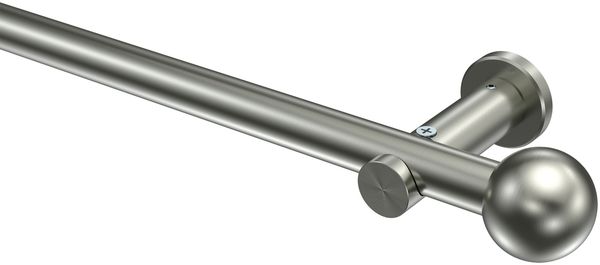 Gardinenstangen-Set Platon Luino 140 cm, 1-läufig (ohne Ringe), 20 mm Ø Edelstahl-Optik