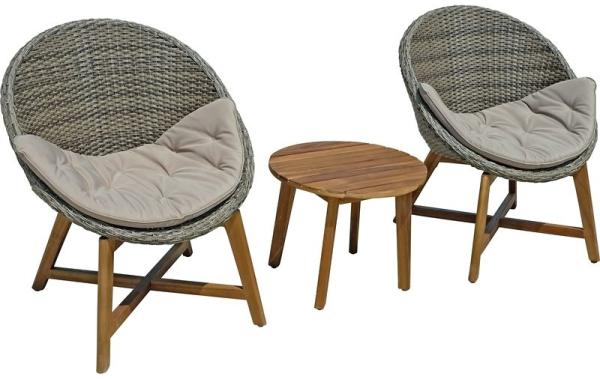 Sitzgruppe Reno mit Auflage aus Alu, Kunststoffgeflecht und Akazie FSC 100%