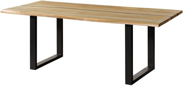 Baumtisch Mango 160x90x76 natur lackiert / Epoxid schwarz, U-Beine anthrazit matt EPOXY