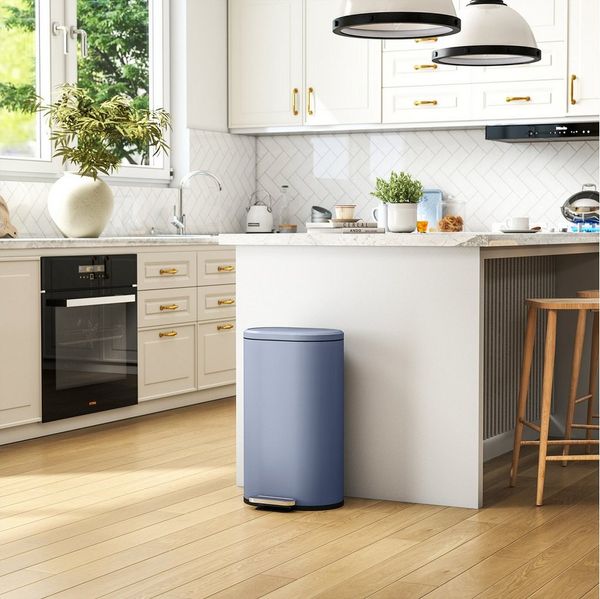 HOMCOM Mülltrennsystem Mülleimer Küche 30 Liter Treteimer mit Pedal, 30L, Soft-Close-Deckel, herausnehmbarer Inneneimer