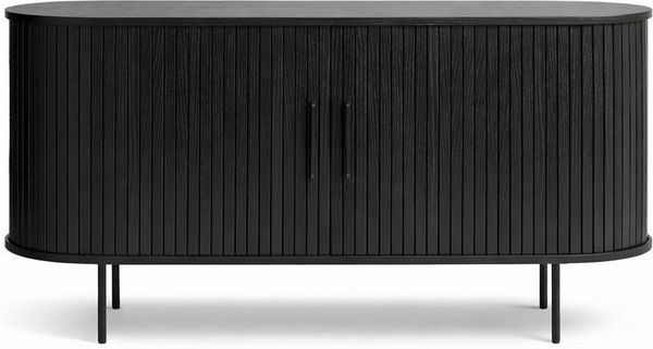 Liadomo Sideboard Uriel, Kommode, Stauraummöbel, 140 oder 180 cm Breite, Furnier in Echtholz, Schiebetüren, Lamellen-Optik, vier Farben