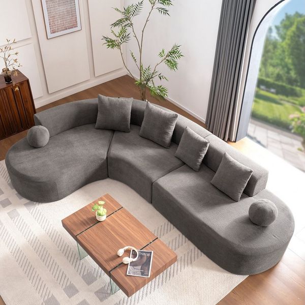 Odikalo Sofa Ecksofa Big-Sofa Eckcouch mit Schlaffunktion, L Form, 327cm groß, dicklich, gewölbe mit sofa ohne knochen eine cloudische couch, die elegant konstruiert ist und ein l-tier-modell, das bequem heruntersteht, nicht zusammengebaut