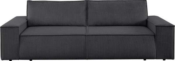 Home affaire 3-Sitzer SHERWOOD Schlafsofa (257cm) Cord, Samtvelours, Vintage-Lederoptik, Schlaffunktion mit Bettkasten (ca. 136/200cm)