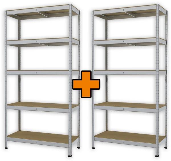 TrendLine Metallsteckregal, 2er Set, je 5 Holzböden, 875 kg, 180 x 90 x 40 cm