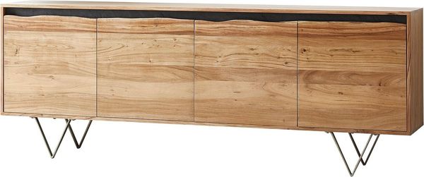DELIFE Sideboard Stonegrace, Natur 200 x 45 x 75 cm Akazie 4 Türen Baumkante