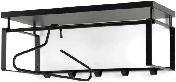 Wandgarderobe REX 3 Schwarz, Garderobe mit 5 Haken und Hutablage