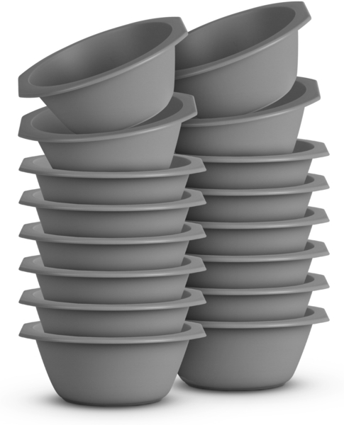 16er Pack Kunststoff Schüssel Plastikschüssel - BPA Frei - Spülmaschinenfest - ( Ø15,5cm / Grau ) Bruchfester PP - Müslischüssel Kinder Pasta Salat