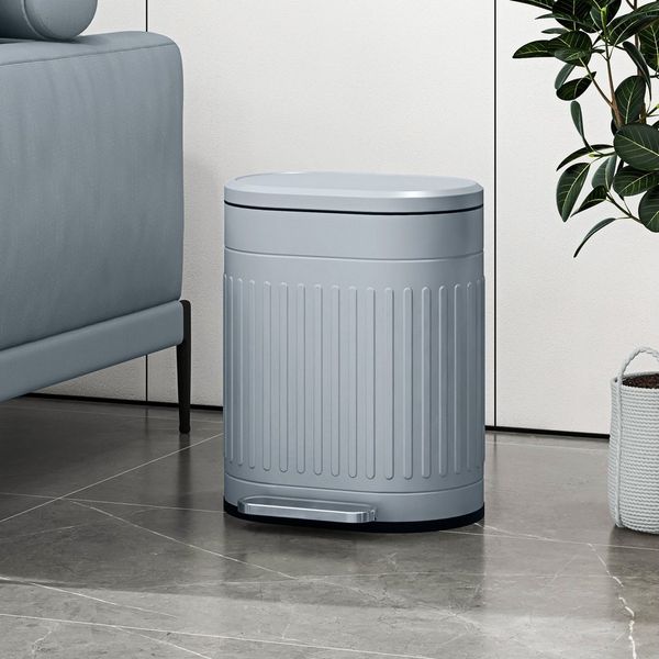 HOMCOM Mülltrennsystem Treteimer Abfalleimer mit Deckel Fußpedal herausnehmbarem Inneneimer, für Wohnzimmer, Büro, Grau, 36,5 x 31,2 x 45 cm
