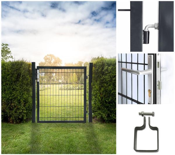 HOME DELUXE Gartentor für Doppelstabmattenzaun PORTARIUS - 180 cm Anthrazit