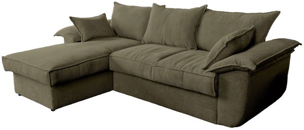 KAWOLA Sofa DAMETO Ecksofa Bettsofa Schlafsofa mit Stauraum Cord olivgrün Recamiere links 77 x 174 x 266 cm Bild 3