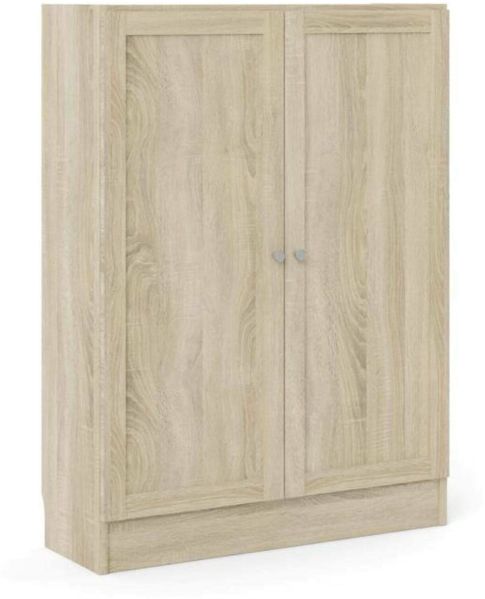 Dmora Bücherregal Sanba, Büroregal, Mobiler Buchhalter, Bücherbrett, 79x28 h107 cm, Eiche