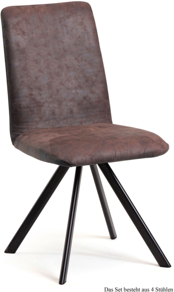 Esszimmerstuhl drehbar (4er-Set) Denny 47 x 92 x 60 Schwarz/Braun