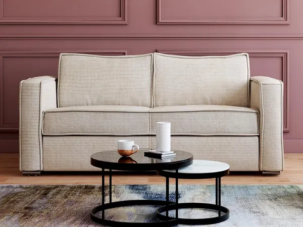 Vente-unique - LORETO Sofa SamtStoff Beige - B 223 cm95 cm x H 90 cm x L 195 cm