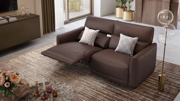 Sofanella Dreisitzer GALA Leder Couch Sitzverstellung in Rot Bild 4