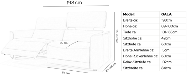 Sofanella Dreisitzer GALA Leder Couch Sitzverstellung in Rot Bild 9