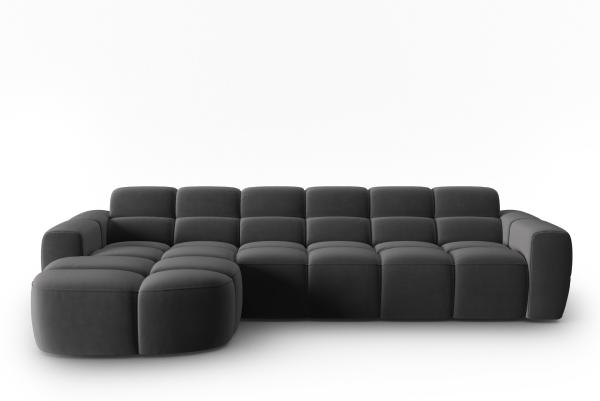 Micadoni Ecksofa Lisa 4-Sitzer Links Samtstoff Casino Dunkelgrau