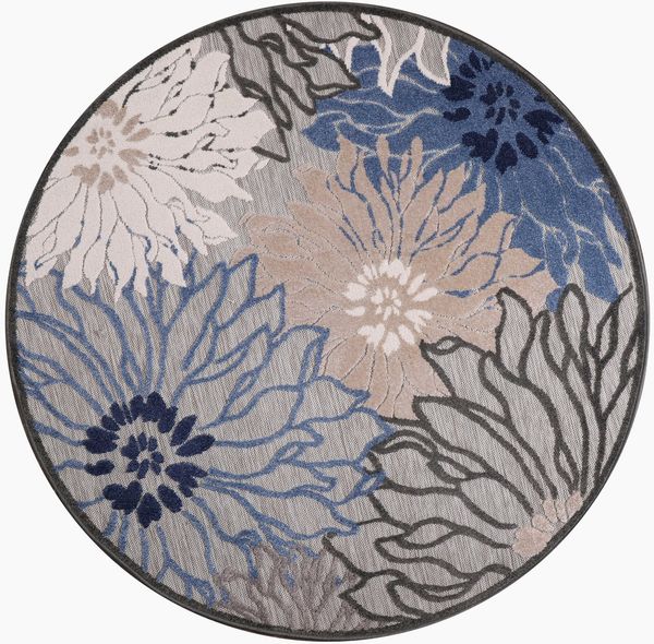 Sanat Teppich Floral 2 Outdoor, rund, Höhe: 6 mm, In- und Outdoor geeignet, florales Design, Balkon, Terasse