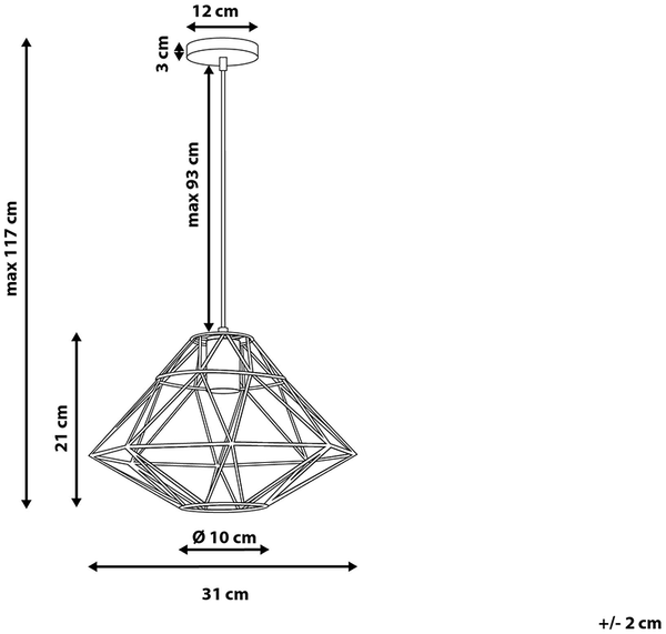 'Guam' Hängeleuchte Schwarz Metall Glühbirnen-Optik mit Schirm in Diamantform Modernes Industrielles Design Bild 2