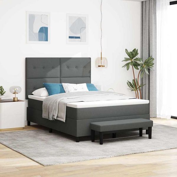 vidaXL Boxspringbett mit Kissen Dunkelgrau 160 x 200 cm Stoff 3344080
