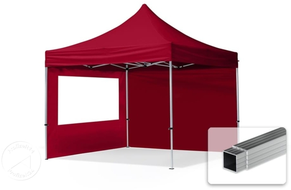 3x3 m Faltpavillon, ECONOMY Alu 32mm, Seitenteile mit Panoramafenster, rot