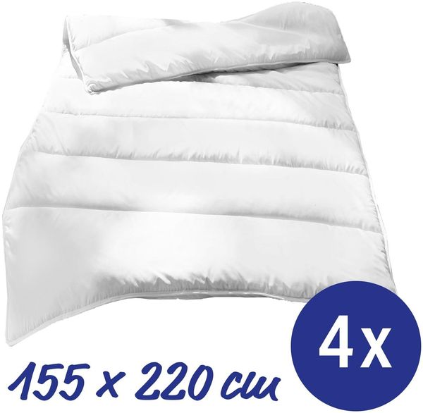 4 x 155 x 220 cm Mikrofaser Ganzjahres-Steppbettdecke, Füllgewicht: ca. 900 g, extra leicht