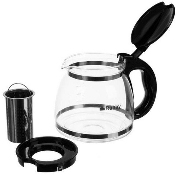 Ruhhy Wasserkrug Hitzebeständiger Glaskrug Teesieb 2 Liter, (Spar-Set, 1-tlg, Wärmegriff), Tee in das Stahlsieb, sauberes und klares Heißgetränk genießen Bild 3