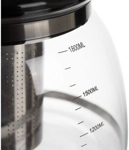 Ruhhy Wasserkrug Hitzebeständiger Glaskrug Teesieb 2 Liter, (Spar-Set, 1-tlg, Wärmegriff), Tee in das Stahlsieb, sauberes und klares Heißgetränk genießen Bild 2