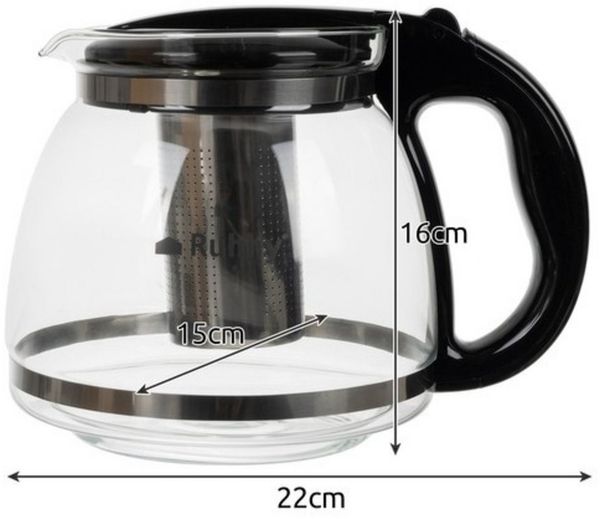 Ruhhy Wasserkrug Hitzebeständiger Glaskrug Teesieb 2 Liter, (Spar-Set, 1-tlg, Wärmegriff), Tee in das Stahlsieb, sauberes und klares Heißgetränk genießen Bild 4
