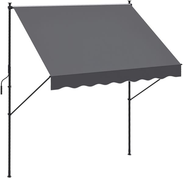 Manuell ausziehbare Markise 200 x 175 x 210–310 cm, per Kurbel verstellbar, UV-Schutz 40+, grau, für Balkon und Terrasse