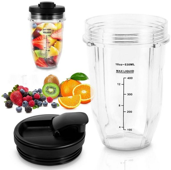 BlingBin Trinkflasche 18/32 oz Ersatzbecher mit Trinkdeckel, Mixbehälter, Smoothie Flasche, Smoothie Becher Cup Zubehör mit Deckel für Ninja Blender