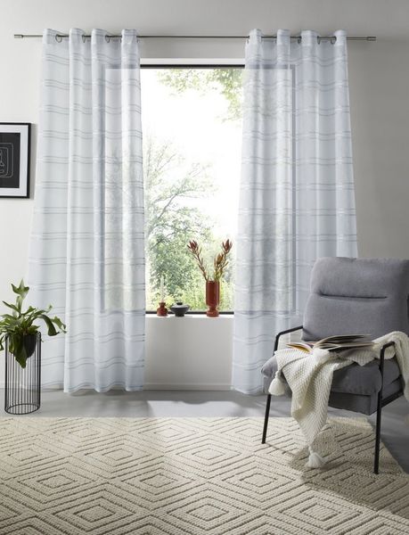 OTTO home Gardine Sirii (1 St), Ösen, halbtransparent, Polyester, Halbtransparent, angenehme Haptik, mit Streifen, modern