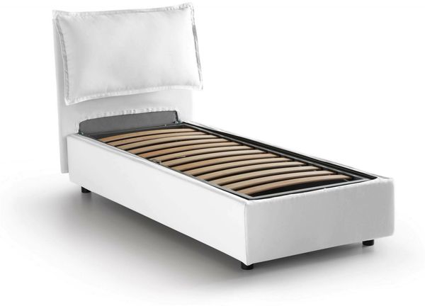 Dmora Ancara-Einzelbett, Bettkasten mit Stoffbezug, 100 % Made in Italy, Öffnung vorne, inklusive Matratze 80 x 200 cm, Weiß Bild 7