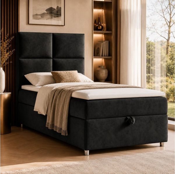 Best for Home Boxspringbett Trinity K-2 mit Bettkasten & Topper – Komfort & Stauraum (Einzelbett, Hotelbett, Polsterbett gepolstertes Kopfteil, Jugendbett, Kinderbett versch. Größen, 1-St, 70x200 80x200 90x200 100x200 cm), Einzel-Boxspringbett mit inte...