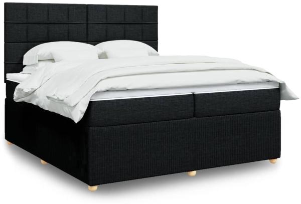 vidaXL Boxspringbett mit Matratze Schwarz 200x200 cm Stoff 3294465