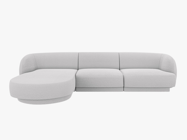 Micadoni Ecksofa Miley 4-Sitzer Links Boucle Baloo Hellgrau
