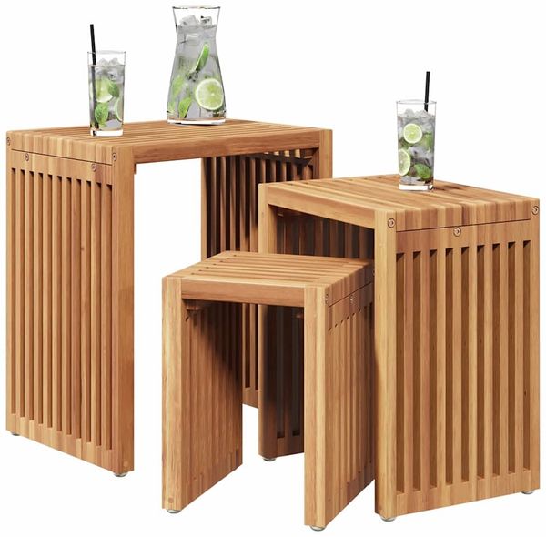 Gartentisch, Beistelltisch 3 pcs Braun 33 x 44,5 x 51 cm Bild 3