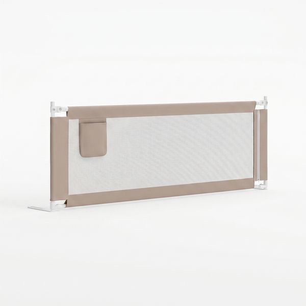Bellabino 'Drina' Bettschutzgitter mit 2 Sicherheitsgurten, Rausfallschutz klappbar & höhenverstellbar, aus Oxford-Stoff & Metall, 150 cm, beige