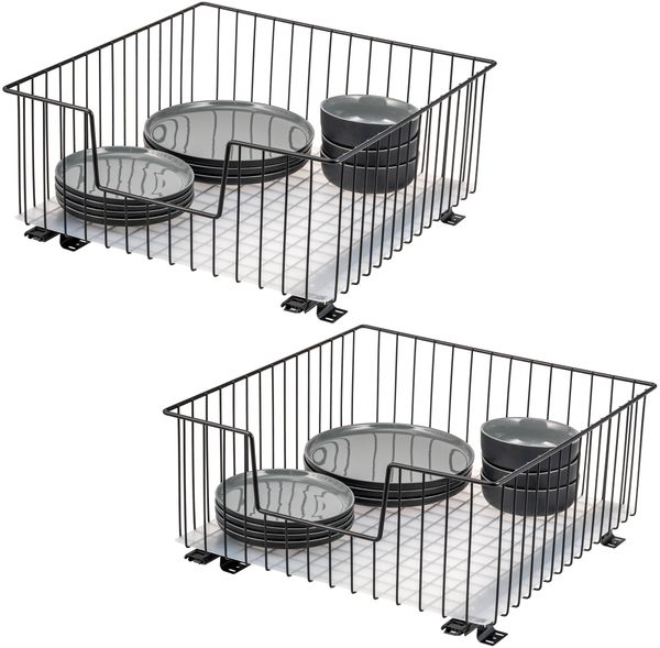 bremermann Schrank-Korbauszug 2er 50 cm mit Einlegeboden, aus Metall, in Schwarz
