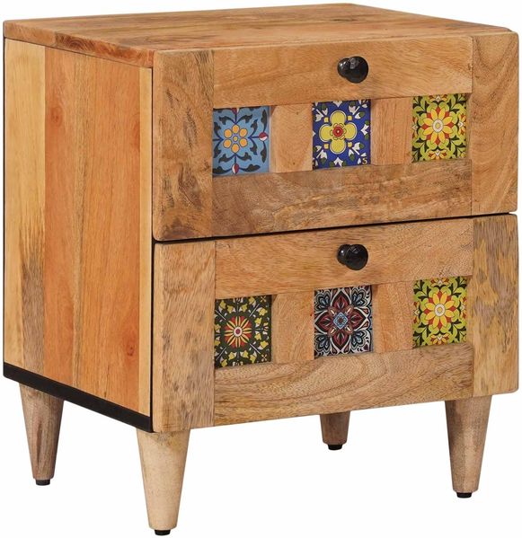 vidaXL Nachttisch Natur 40 x 33,5 x 46 cm Massivholz Mango 4018258
