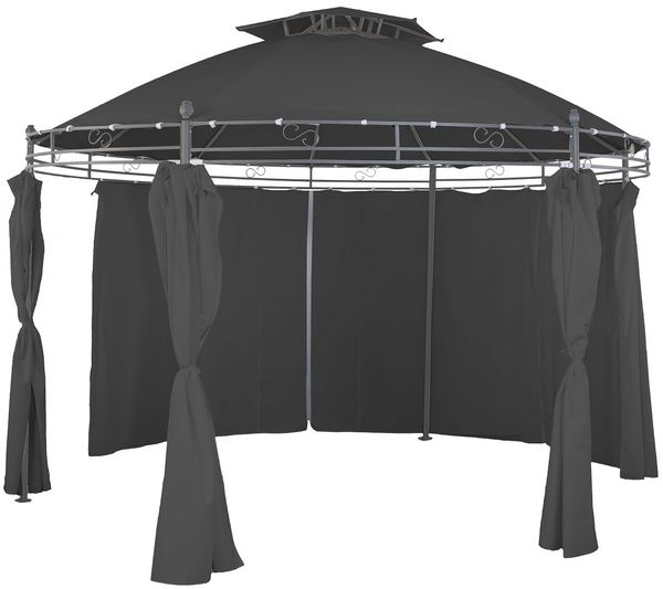 Pavillon ⌀3,5 m Gartenpavillon wasserdicht inkl. Seitenteile Pergola steingrau