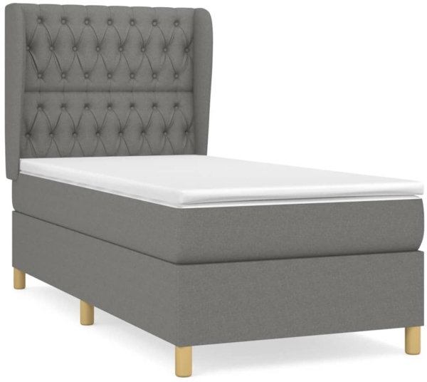 Boxspringbett mit Matratze Stoff Dunkelgrau 90x200 cm
